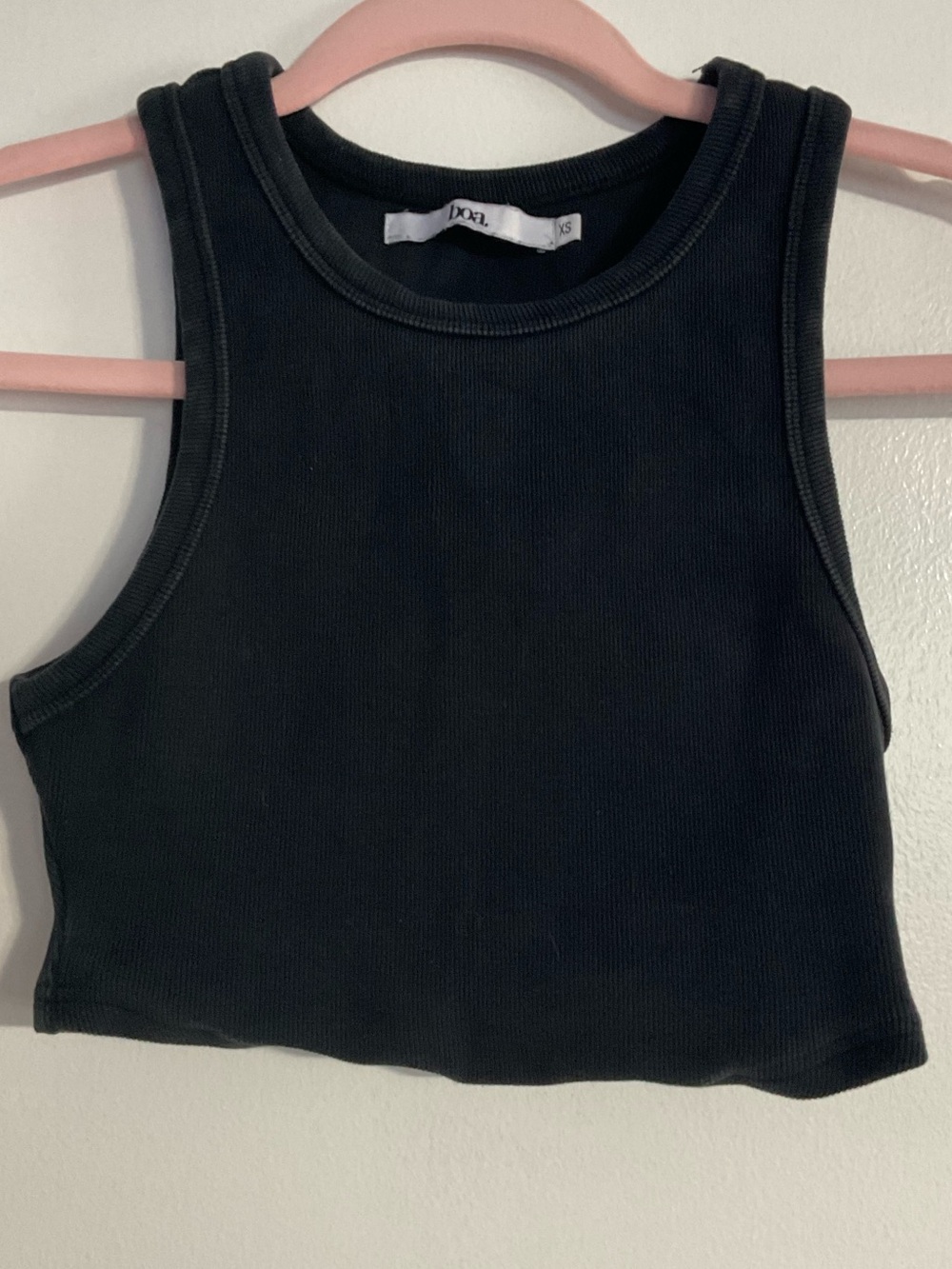 Boa Black Ribbed Cropped Tank Top